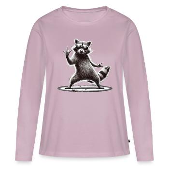 Rock-Waschbär – Métal et fraîcheur - T-shirt manches longues Premium bio Femme - rose poudré - Devant - Julia (174cm)