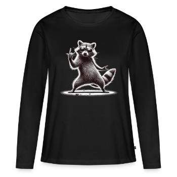 Rock-Waschbär – Métal et fraîcheur - T-shirt manches longues Premium bio Femme - noir - Devant - Julia (174cm)