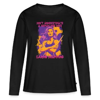 Cardio Drummer Cardio Drumming - T-shirt manches longues Premium bio Femme - noir - Devant - Julia (174cm)