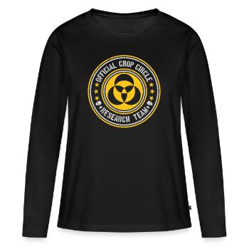 Official Crop Circle Research Team | Alien Message - Women's Premium Organic Long Sleeve Shirt - black - Front - Julia (174cm)