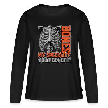 Chirurgien orthopédiste Bones Ma spécialité Orthopédiste - T-shirt manches longues Premium bio Femme - noir - Devant - Julia (174cm)