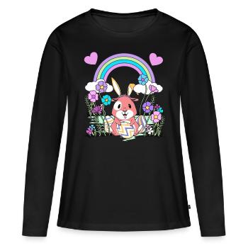 Pâques - T-shirt manches longues Premium bio Femme - noir - Devant - Julia (174cm)