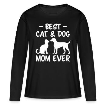 Cat and Dog Saying Funny Pet Gift - Women's Premium Organic Long Sleeve Shirt - black - Front - Julia (174cm)