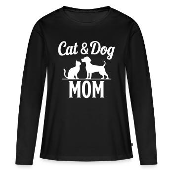 Cat and Dog Saying Funny Pet Gift - Women's Premium Organic Long Sleeve Shirt - black - Front - Julia (174cm)