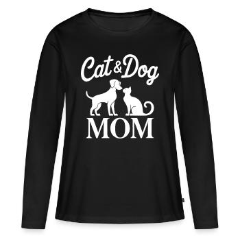 Cat and Dog Saying Funny Pet Gift - Women's Premium Organic Long Sleeve Shirt - black - Front - Julia (174cm)