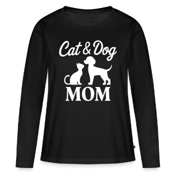 Cat and Dog Saying Funny Pet Gift - Women's Premium Organic Long Sleeve Shirt - black - Front - Julia (174cm)