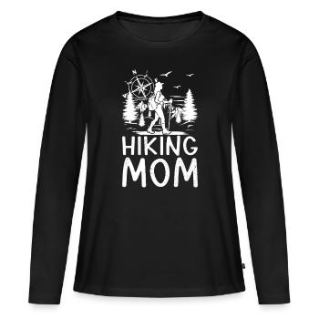 Hiking Mom Hiking Lover Mountain Hiking Mama - Frauen Premium Bio Langarmshirt - Schwarz - Vorne - Julia (174cm)