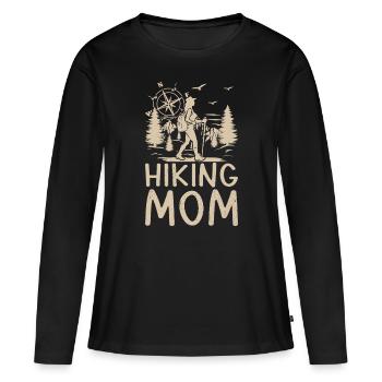 Hiking Mama Hiking Lover Mountain Hiking Mom - Frauen Premium Bio Langarmshirt - Schwarz - Vorne - Julia (174cm)