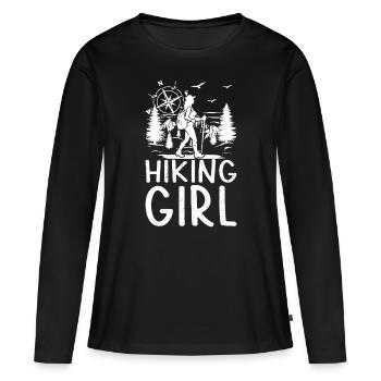 Hiking Girl Hiking Lover Mountain Hiking Girl - Frauen Premium Bio Langarmshirt - Schwarz - Vorne - Julia (174cm)