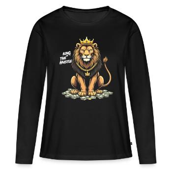 Hustle King – Lion Lion Winners & Movers & Shakers - Women's Premium Organic Long Sleeve Shirt - black - Front - Julia (174cm)