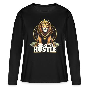 Hustle King – Lion Lion Winners & Movers & Shakers - Women's Premium Organic Long Sleeve Shirt - black - Front - Julia (174cm)