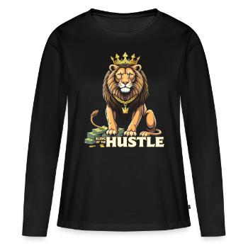 Hustle King – Lion Lion Winners & Movers & Shakers - Women's Premium Organic Long Sleeve Shirt - black - Front - Julia (174cm)