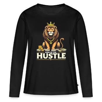 Hustle King – Lion Lion Winners & Movers & Shakers - Women's Premium Organic Long Sleeve Shirt - black - Front - Julia (174cm)