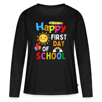 Premier jour d’inscription à l’école Début de l’école - T-shirt manches longues Premium bio Femme - noir - Devant - Julia (174cm)