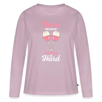 Vin Rosé - T-shirt manches longues Premium bio Femme - rose poudré - Devant - Julia (174cm)