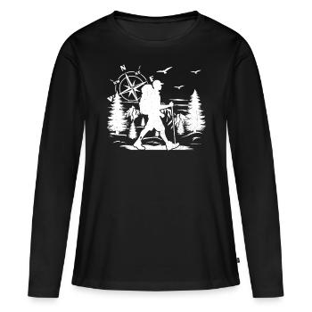 Hiking Men Hiking Lover Mountain Hiking Men - Frauen Premium Bio Langarmshirt - Schwarz - Vorne - Julia (174cm)