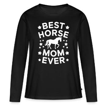 Pferde Spruch Reitsport Lustiges Pferde Geschenk - Frauen Premium Bio Langarmshirt - Schwarz - Vorne - Julia (174cm)