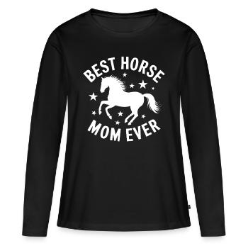 Pferde Spruch Reitsport Lustiges Pferde Geschenk - Frauen Premium Bio Langarmshirt - Schwarz - Vorne - Julia (174cm)