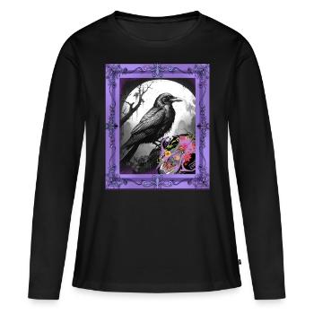 Corbeau d’Halloween Corbeau Corbeau Corbeau - T-shirt manches longues Premium bio Femme - noir - Devant - Julia (174cm)