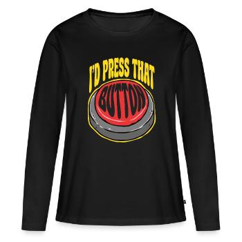 Opérateur de la machine de découpe J’appuierais sur ce bouton - T-shirt manches longues Premium bio Femme - noir - Devant - Julia (174cm)