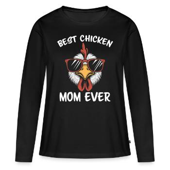 Chicken Saying Rooster Farmer Funny Chicken Gift - Women's Premium Organic Long Sleeve Shirt - black - Front - Julia (174cm)