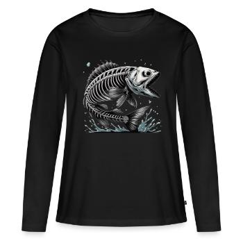 Poisson osseux maléfique des profondeurs - T-shirt manches longues Premium bio Femme - noir - Devant - Julia (174cm)