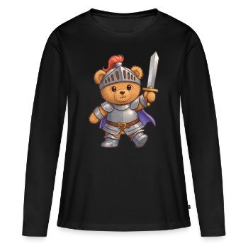 Ours en peluche Chevalier - T-shirt manches longues Premium bio Femme - noir - Devant - Julia (174cm)