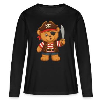 Ours en peluche Pirate - T-shirt manches longues Premium bio Femme - noir - Devant - Julia (174cm)