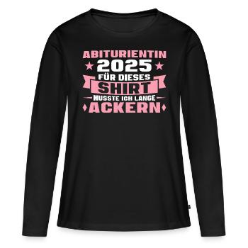 Abiturientin 2025 Abitur Abschluss - Frauen Premium Bio Langarmshirt - Schwarz - Vorne - Julia (174cm)