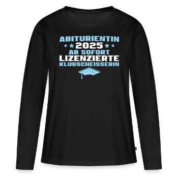 Abschlussprüfung bestanden Abiturientin 2025 - Frauen Premium Bio Langarmshirt - Schwarz - Vorne - Julia (174cm)