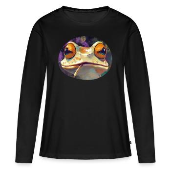 Stoned Frog Prince Fumer de l’herbe : Drôle de crapaud de cannabis - T-shirt manches longues Premium bio Femme - noir - Devant - Julia (174cm)