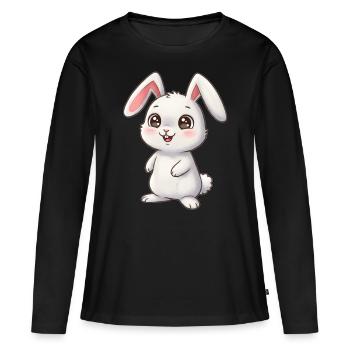 Animal Dessin Animé Lapin - T-shirt manches longues Premium bio Femme - noir - Devant - Julia (174cm)