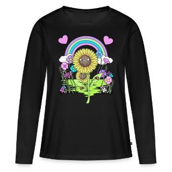 Tournesol Fleurs de tournesol - T-shirt manches longues Premium bio Femme - noir - Devant - Julia (174cm)