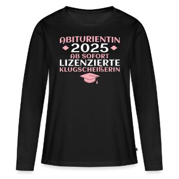 Abiturientin 2025 Bestandenes Abitur Abschluss - Frauen Premium Bio Langarmshirt - Schwarz - Vorne - Julia (174cm)