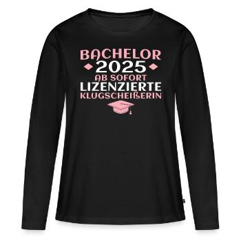 Bachelorprüfung bestanden Bachelor Abschluss 2025 - Frauen Premium Bio Langarmshirt - Schwarz - Vorne - Julia (174cm)