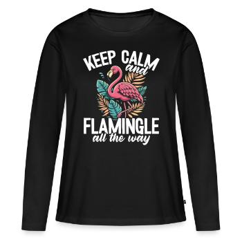 Restez calme et flamboyant sur Flamingo - T-shirt manches longues Premium bio Femme - noir - Devant - Julia (174cm)