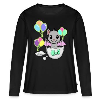 Fledermaus Baby Geburt Kinder Eierschale - Frauen Premium Bio Langarmshirt - Schwarz - Vorne - Julia (174cm)