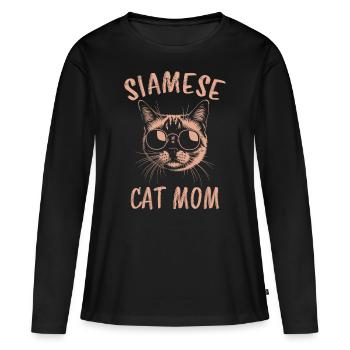 Siamkatze Spruch Siamkatze Mama Siamkatze Geschenk - Frauen Premium Bio Langarmshirt - Schwarz - Vorne - Julia (174cm)