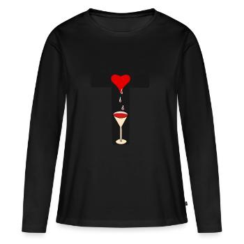 Croix Croix Crucifix Horreur Halloween - T-shirt manches longues Premium bio Femme - noir - Devant - Julia (174cm)