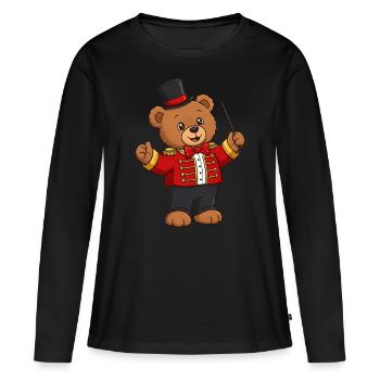 Teddybär Zirkusdirektor - Frauen Premium Bio Langarmshirt - Schwarz - Vorne - Julia (174cm)
