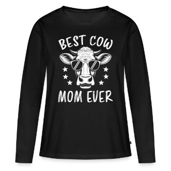 vache disant vaches fermier drôle vache cadeau - T-shirt manches longues Premium bio Femme - noir - Devant - Julia (174cm)