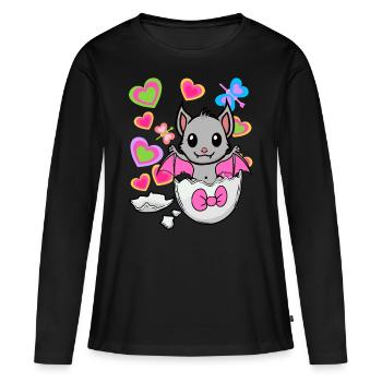 Fledermaus Eierschale Geburt Ei Kinder Kind - Frauen Premium Bio Langarmshirt - Schwarz - Vorne - Julia (174cm)