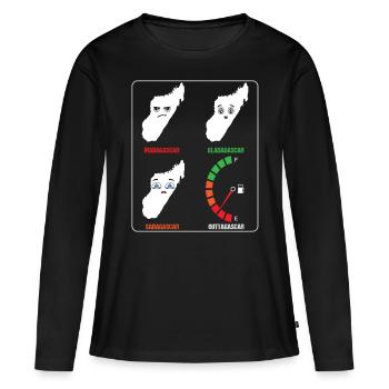 Madagascar Stimmungslevel Glücklich bis Ohne Sprit - Frauen Premium Bio Langarmshirt - Schwarz - Vorne - Julia (174cm)