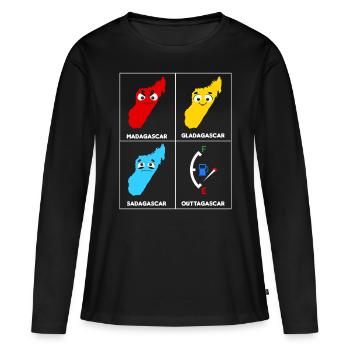 Madagascar Stimmungslevel Glücklich bis Ohne Sprit - Frauen Premium Bio Langarmshirt - Schwarz - Vorne - Julia (174cm)