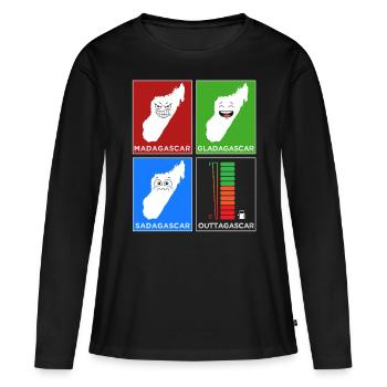 Madagascar Stimmungslevel Glücklich bis Ohne Sprit - Frauen Premium Bio Langarmshirt - Schwarz - Vorne - Julia (174cm)