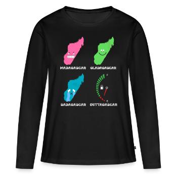 Madagascar Stimmungslevel Glücklich bis Ohne Sprit - Frauen Premium Bio Langarmshirt - Schwarz - Vorne - Julia (174cm)