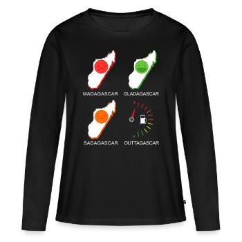 Madagascar Stimmungslevel Glücklich bis Ohne Sprit - Frauen Premium Bio Langarmshirt - Schwarz - Vorne - Julia (174cm)