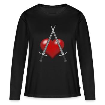 Épée Chevalier Coeur Épéiste Combattant - T-shirt manches longues Premium bio Femme - noir - Devant - Julia (174cm)