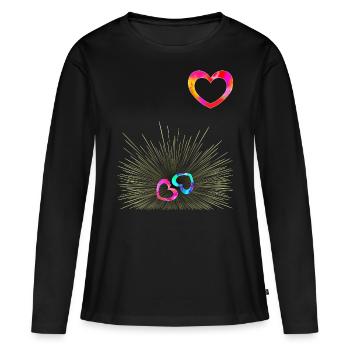 Grossesse Gemini Annonce - T-shirt manches longues Premium bio Femme - noir - Devant - Julia (174cm)