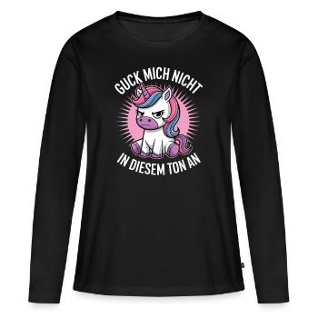 Ne me regarde pas sur ce ton - T-shirt manches longues Premium bio Femme - noir - Devant - Julia (174cm)
